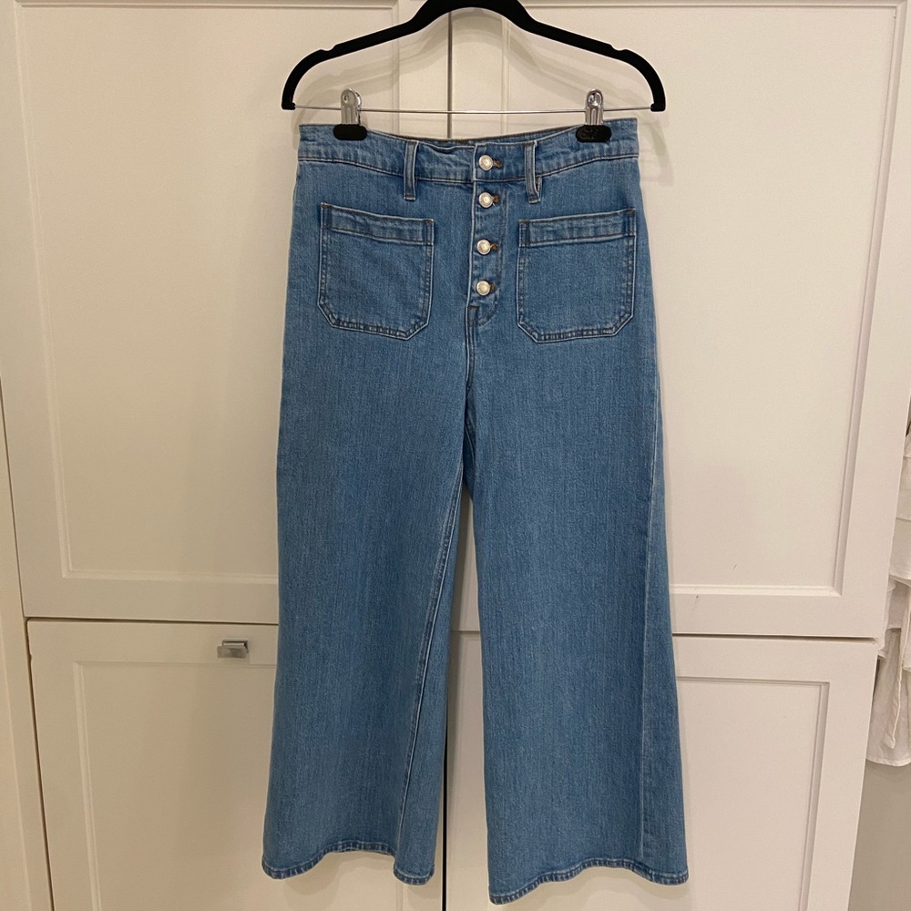 JCrew Point Sur Denim wide leg crop